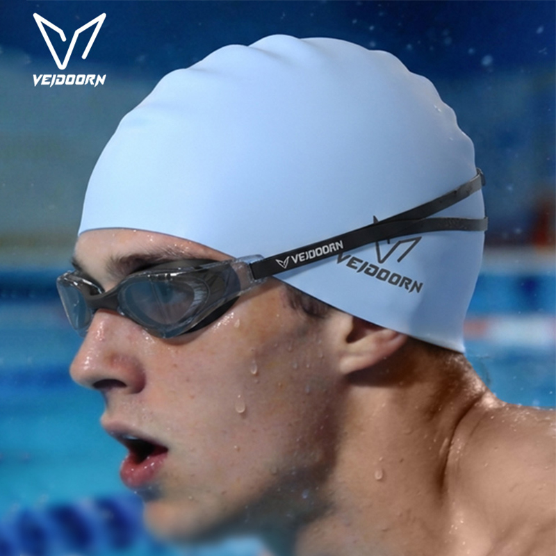Swim Hat Silicone - 防水シリコンスイムキャッププロフェッショナル大人用ロングヘア水泳帽子女性男性用髪を引っ張らないソフトゴーグル対応