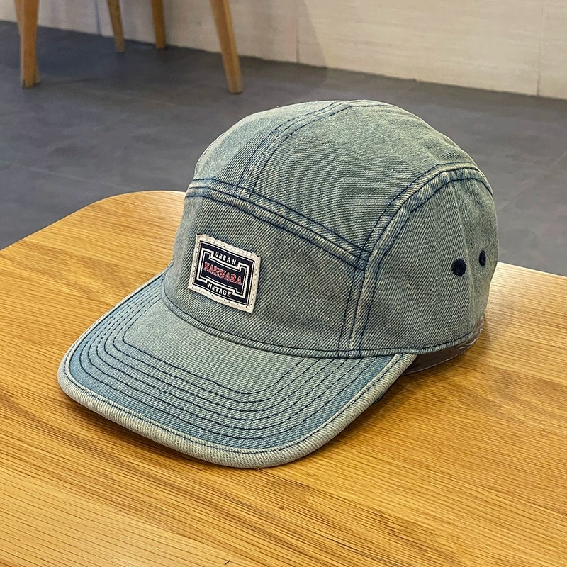 ヴィンテージ風、つばが平らなデニム素材の野球帽。男女兼用、原 - Corduroy Cap 5 Panel のレビューと価格